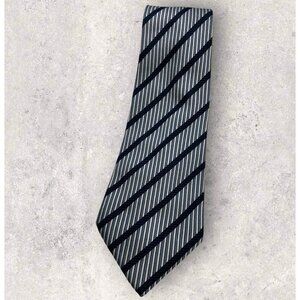 TURNBULL & ASSER VINTAGE RARE Silk Tie ENGLAND Navy Gray Striped W:5" EUC